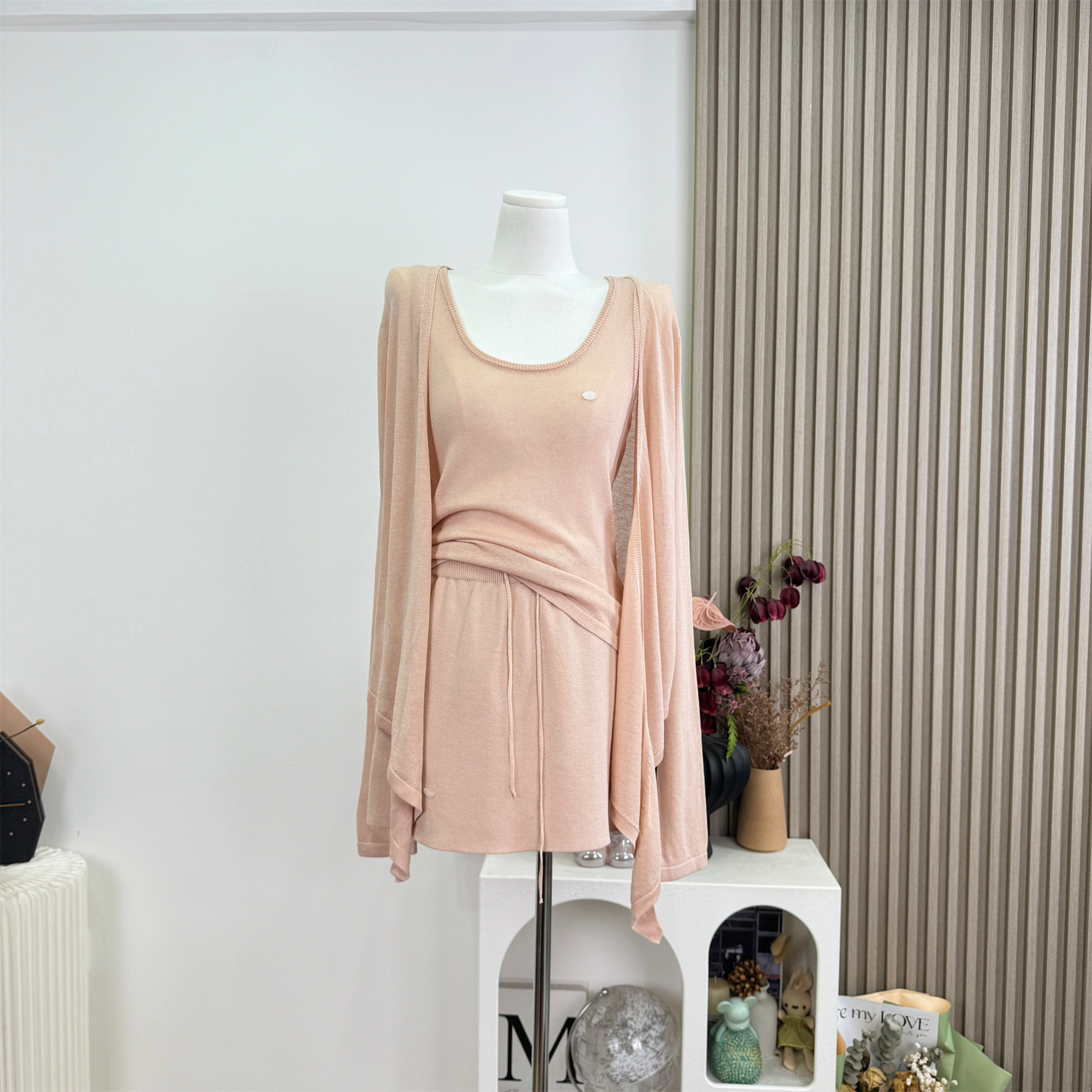 NSS COLLECTION Three-Piece Cami Cardigan and Skirt Set Relaxed Slimming Knit Set - Image 2