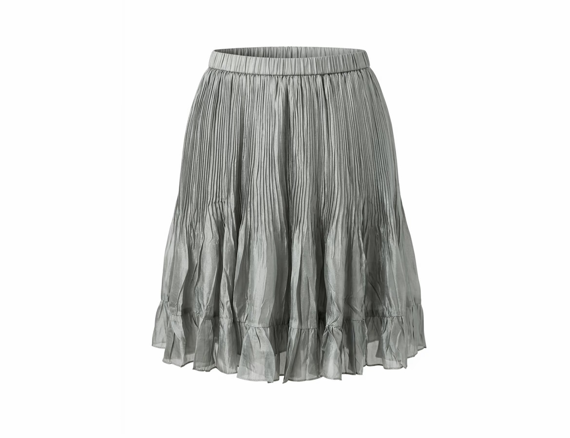 Women's Pleated A-Line Mini Skirt with Irregular Pressed Pleats - Image 3