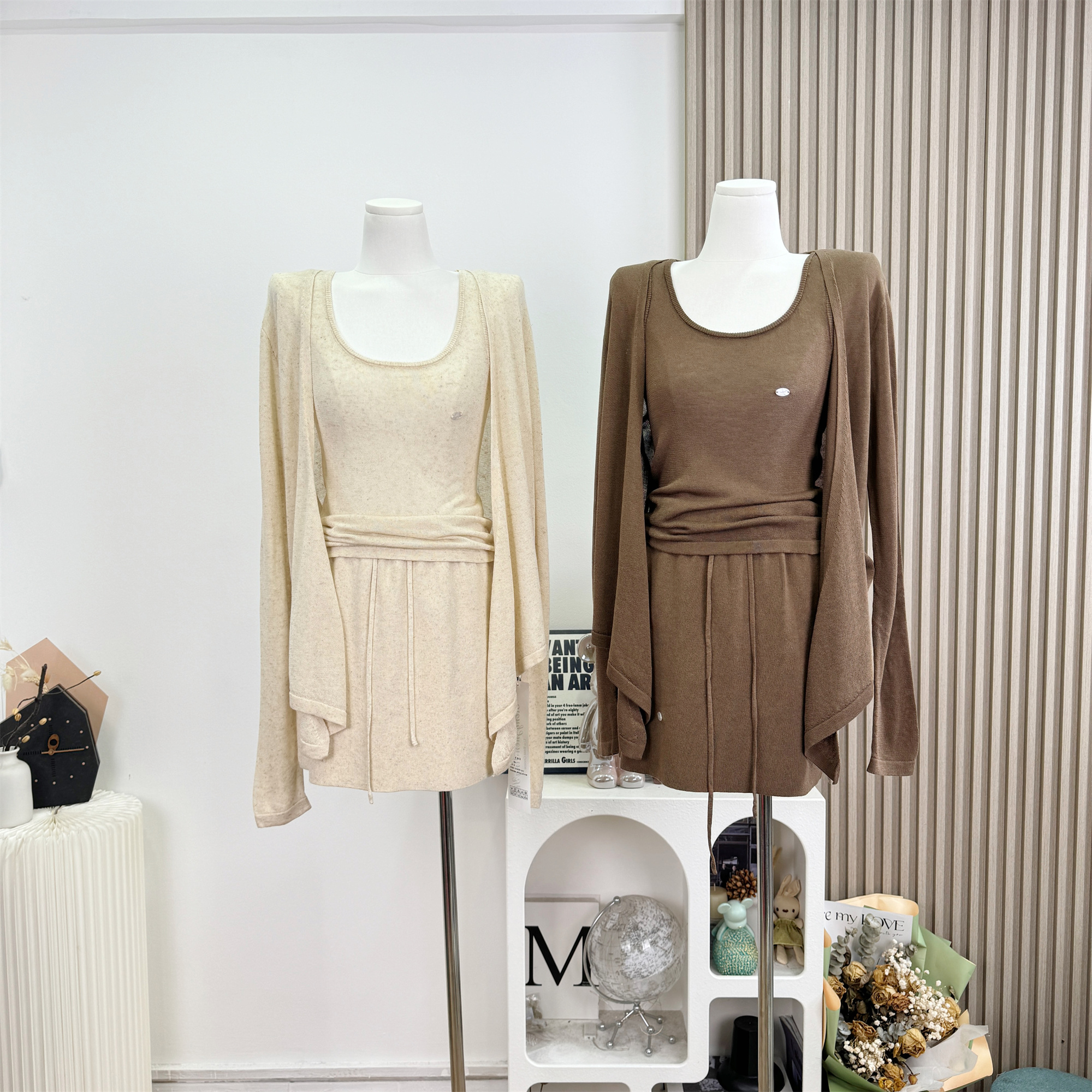 NSS COLLECTION Three-Piece Cami Cardigan and Skirt Set Relaxed Slimming Knit Set - Image 5