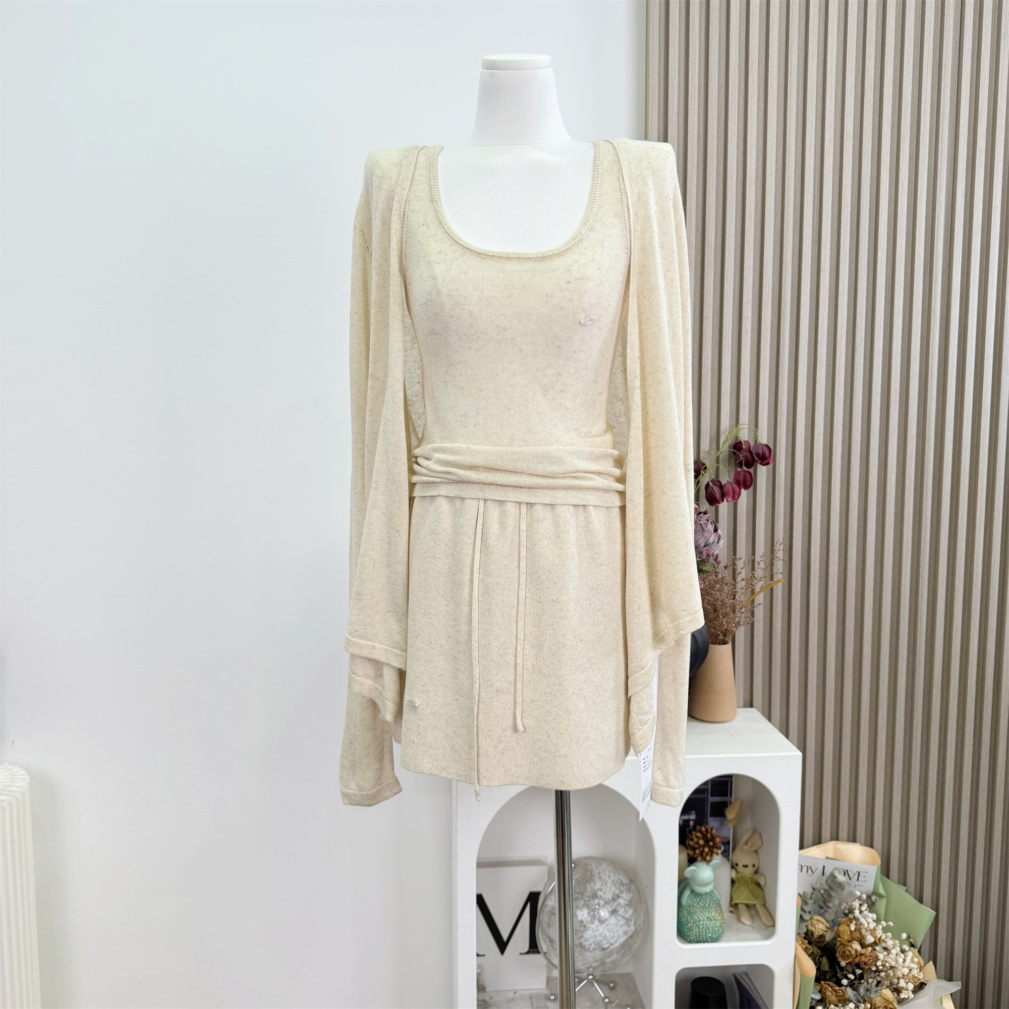 NSS COLLECTION Three-Piece Cami Cardigan and Skirt Set Relaxed Slimming Knit Set - Image 4