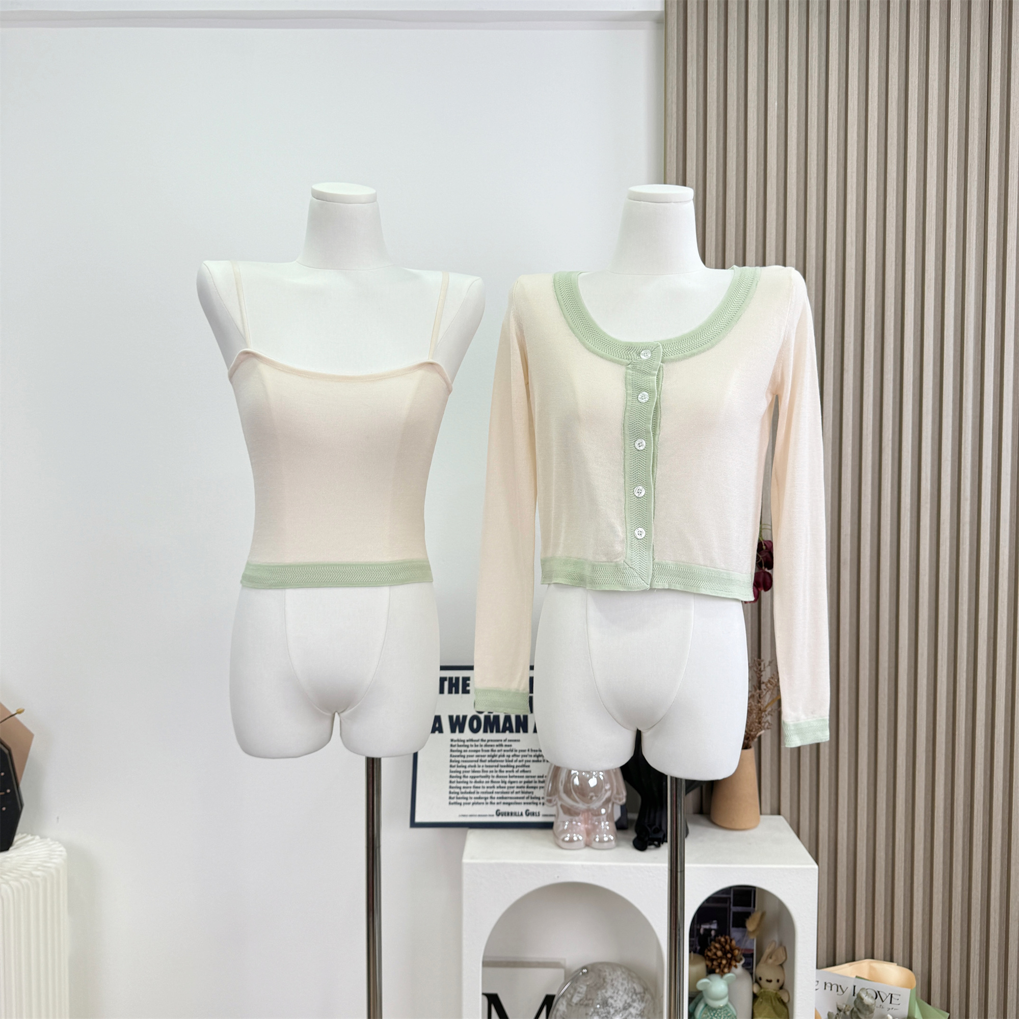 Wuuus Light Oxygen Lyocell Cami Two-Piece Women Summer Sun Protection Light Cardigan Set - Image 2