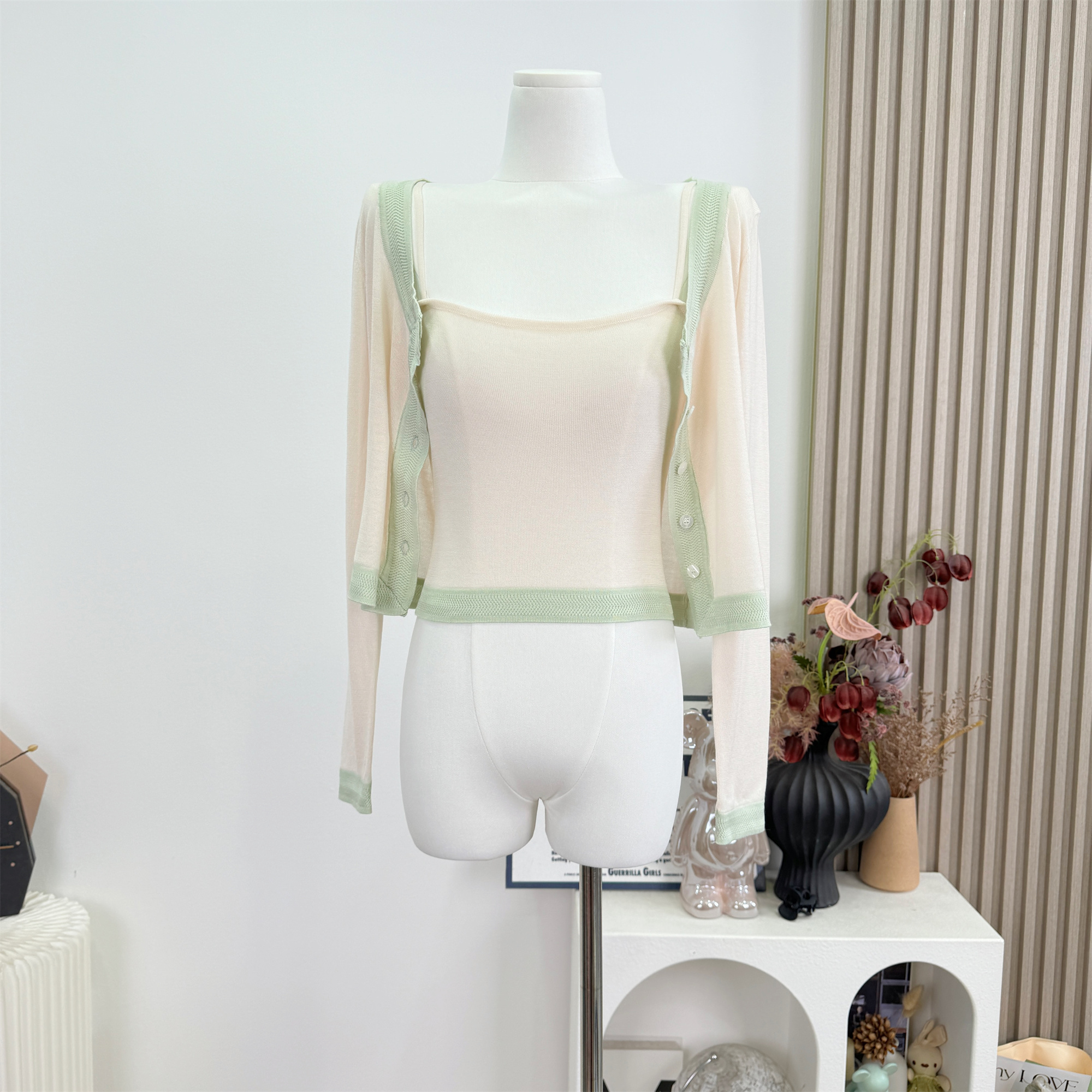 Wuuus Light Oxygen Lyocell Cami Two-Piece Women Summer Sun Protection Light Cardigan Set - Image 4