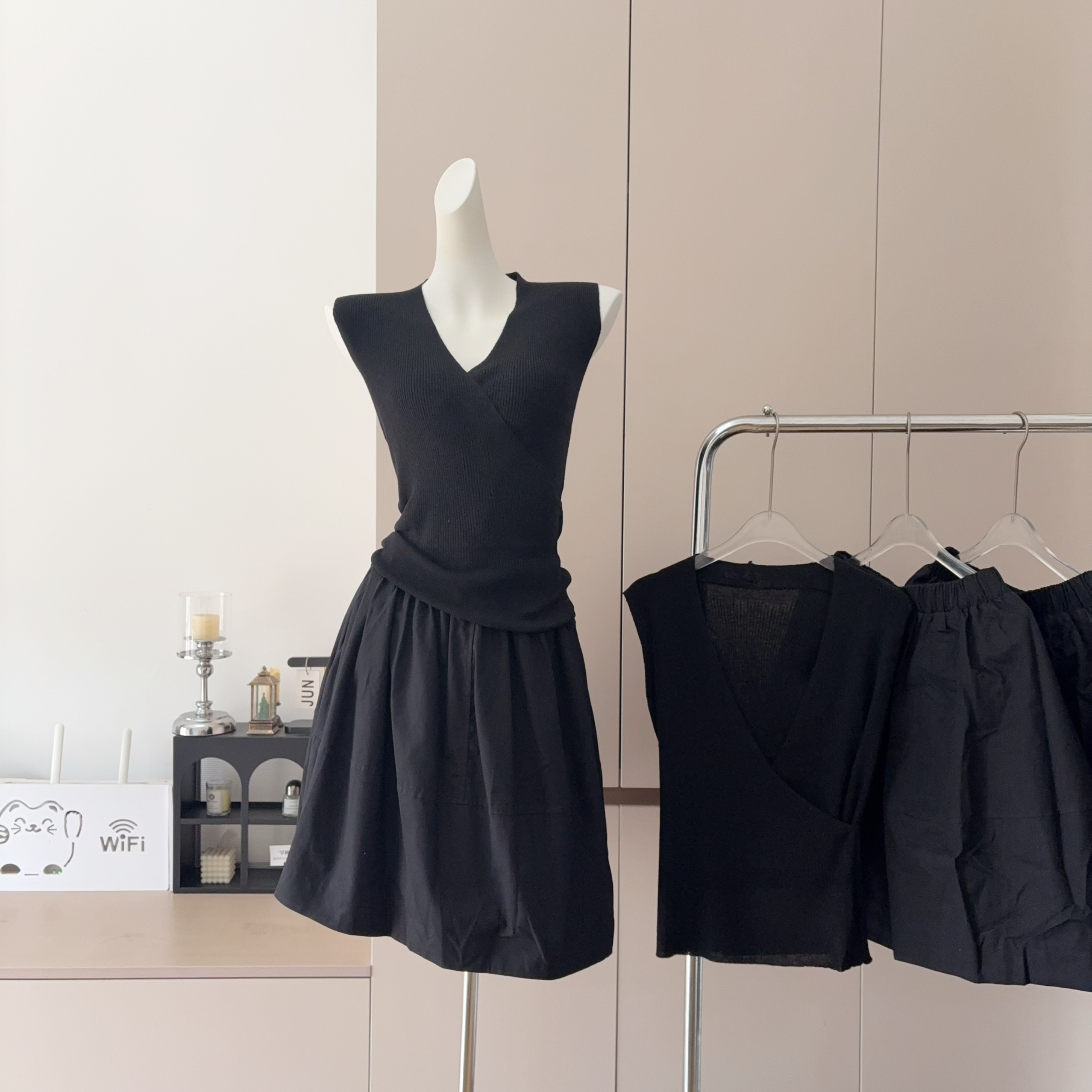 Miu Style 3D Bubble Skirt and Top Set Slimming Two Piece for Girls