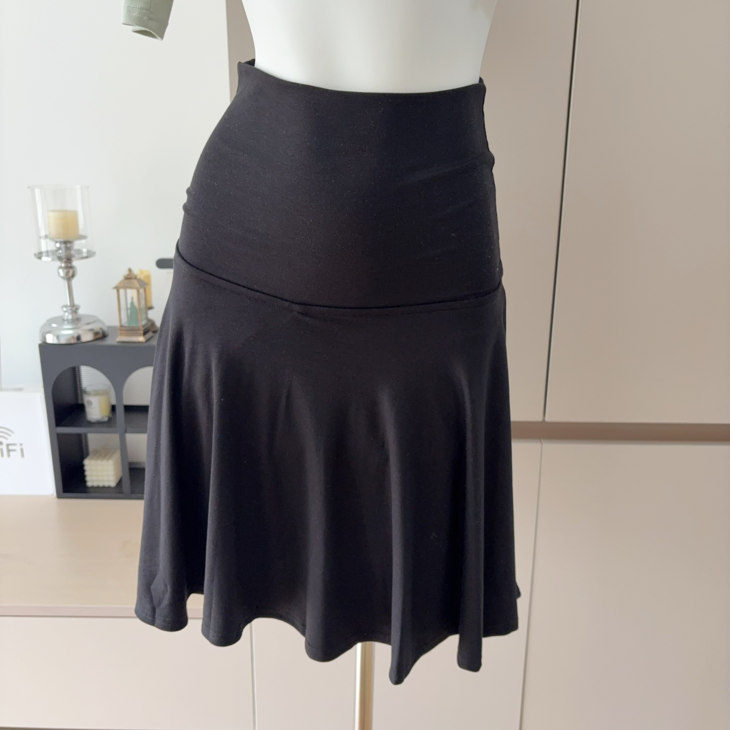 Lazy Fold-Over Soft Knit A-Line Skirt Summer Gray Casual High Waist Pleated Skirt Top Set - Image 5
