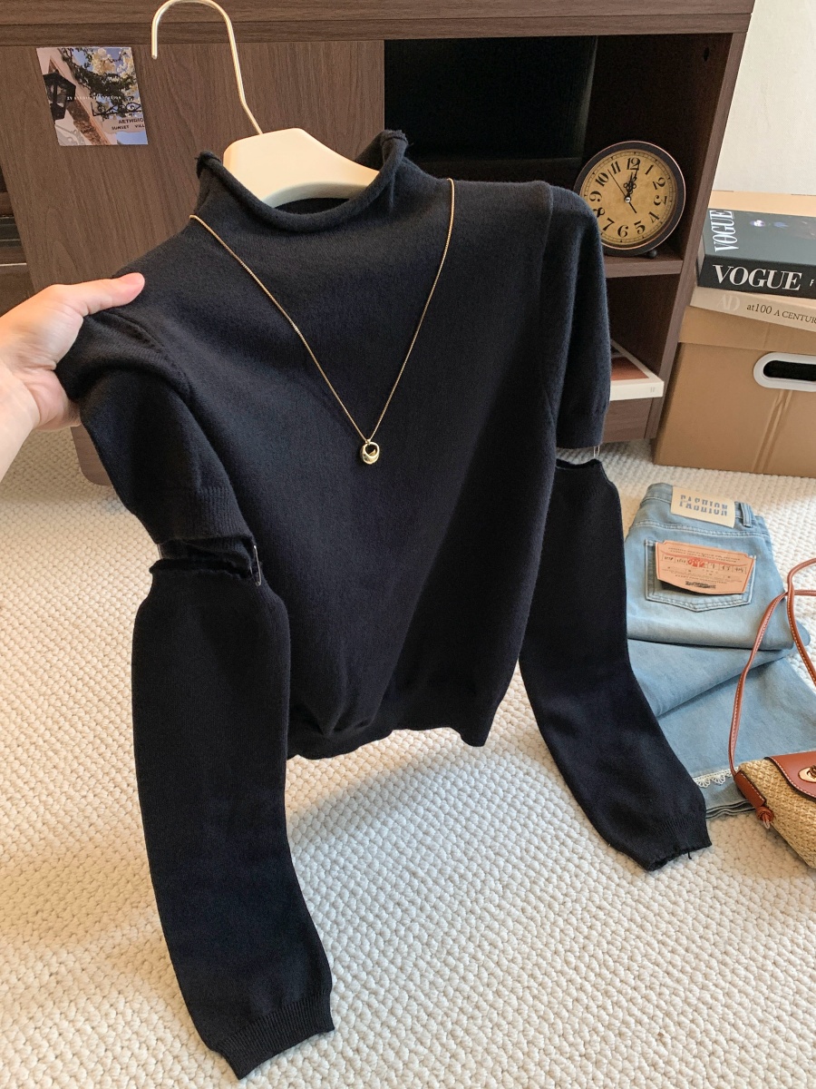 Lazy Style High Neck Slim Fit Knit Sweater Women 2026 Fall Winter New Sexy Versatile Slimming Top - Image 3