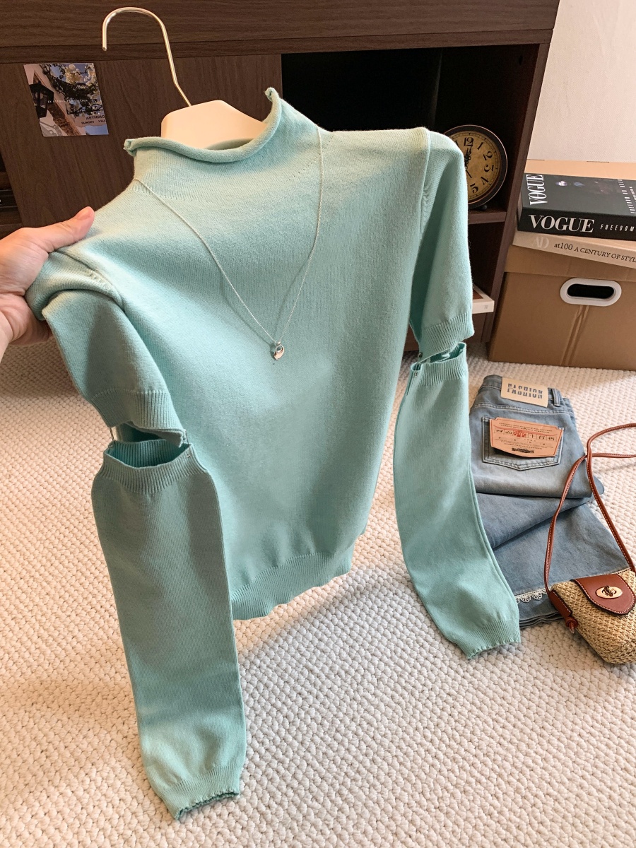 Lazy Style High Neck Slim Fit Knit Sweater Women 2026 Fall Winter New Sexy Versatile Slimming Top