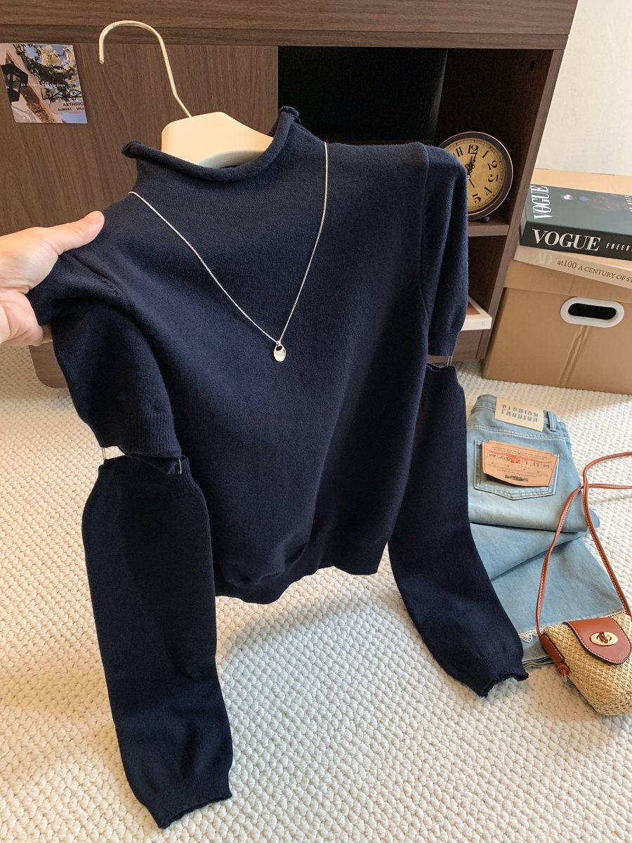 Lazy Style High Neck Slim Fit Knit Sweater Women 2026 Fall Winter New Sexy Versatile Slimming Top - Image 2