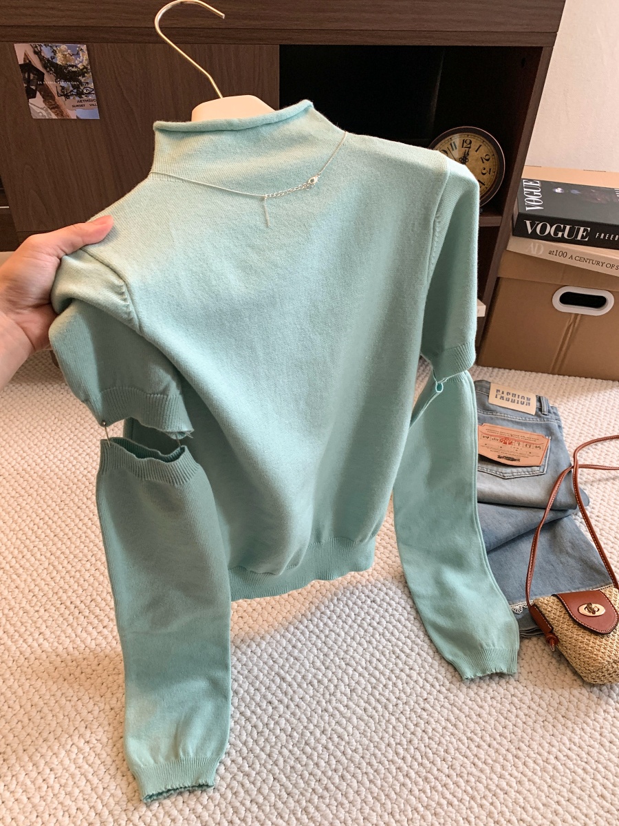 Lazy Style High Neck Slim Fit Knit Sweater Women 2026 Fall Winter New Sexy Versatile Slimming Top - Image 4