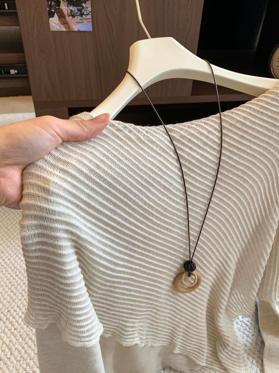 Korean Style Faux Two Piece Irregular Lazy Knit Cape Women Loose Shawl Style Versatile Top - Image 4