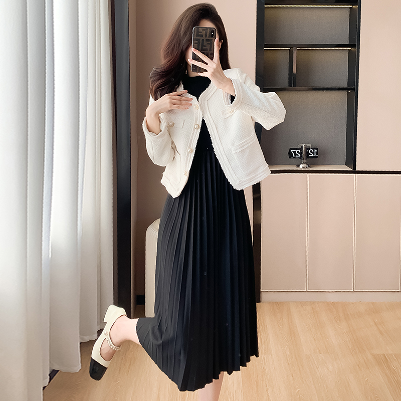 Chic Tweed-Style Two-Piece Dress Set for Women Autumn Winter 2023 - Image 4