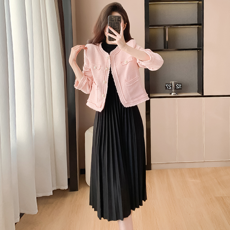 Chic Tweed-Style Two-Piece Dress Set for Women Autumn Winter 2023 - Image 5