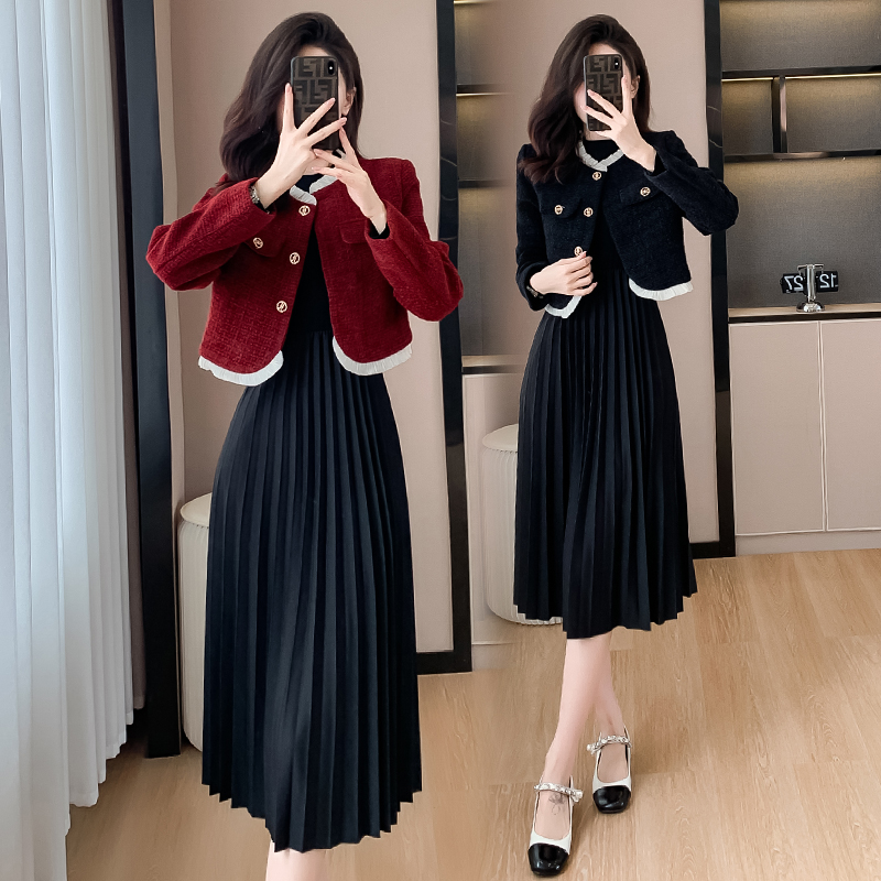 Elegant Tweed Two-Piece Dress Set for Women - Image 4